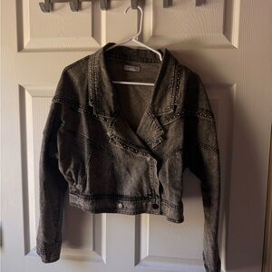 Studded Black Denim Coat